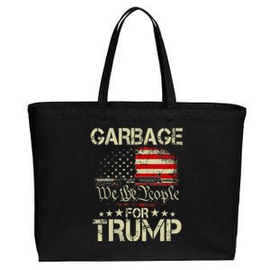 Garbage For Trump 2024 Tees Trump Supporter Us Flag Cotton Canvas Jumbo Tote