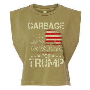 Garbage For Trump 2024 Tees Trump Supporter Us Flag Garment-Dyed Women's Muscle Tee