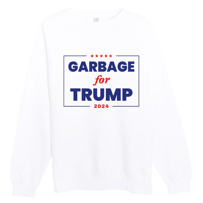 Garbage For Trump 2024 Funny Trump Supporter Premium Crewneck Sweatshirt