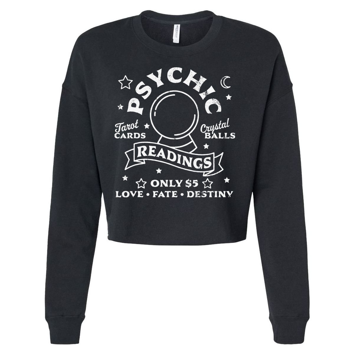 Gypsy Fortune Teller Psychic Readings Tarot Crystal Ball Cropped Pullover Crew