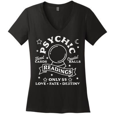 Gypsy Fortune Teller Psychic Readings Tarot Crystal Ball Women's V-Neck T-Shirt