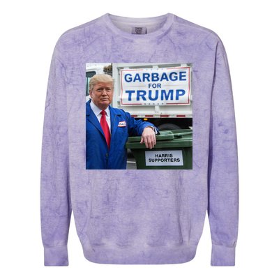 Garbage For Trump Funny Political Humor Photo Colorblast Crewneck Sweatshirt