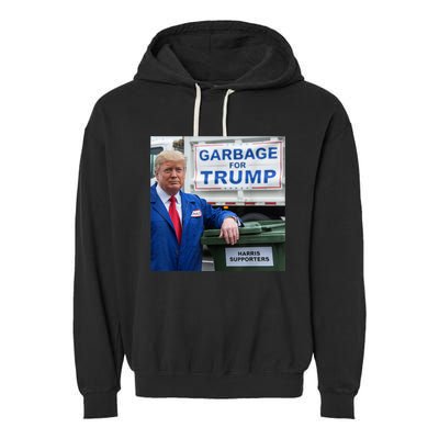 Garbage For Trump Funny Political Humor Photo Garment-Dyed Fleece Hoodie