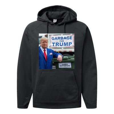 Garbage For Trump Funny Political Humor Photo Performance Fleece Hoodie