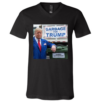 Garbage For Trump Funny Political Humor Photo V-Neck T-Shirt