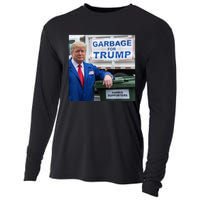 Garbage For Trump Funny Political Humor Photo Cooling Performance Long Sleeve Crew