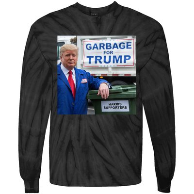 Garbage For Trump Funny Political Humor Photo Tie-Dye Long Sleeve Shirt