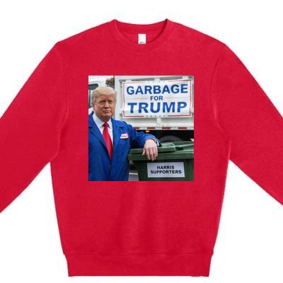 Garbage For Trump Funny Political Humor Photo Premium Crewneck Sweatshirt