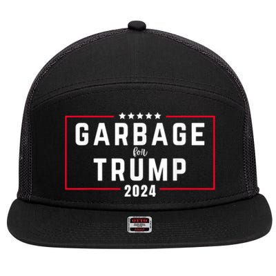 Garbage For Trump 2024 7 Panel Mesh Trucker Snapback Hat