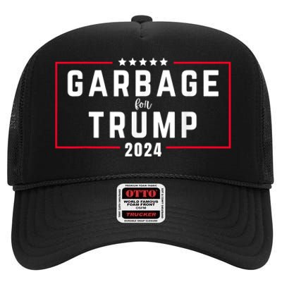 Garbage For Trump 2024 High Crown Mesh Back Trucker Hat