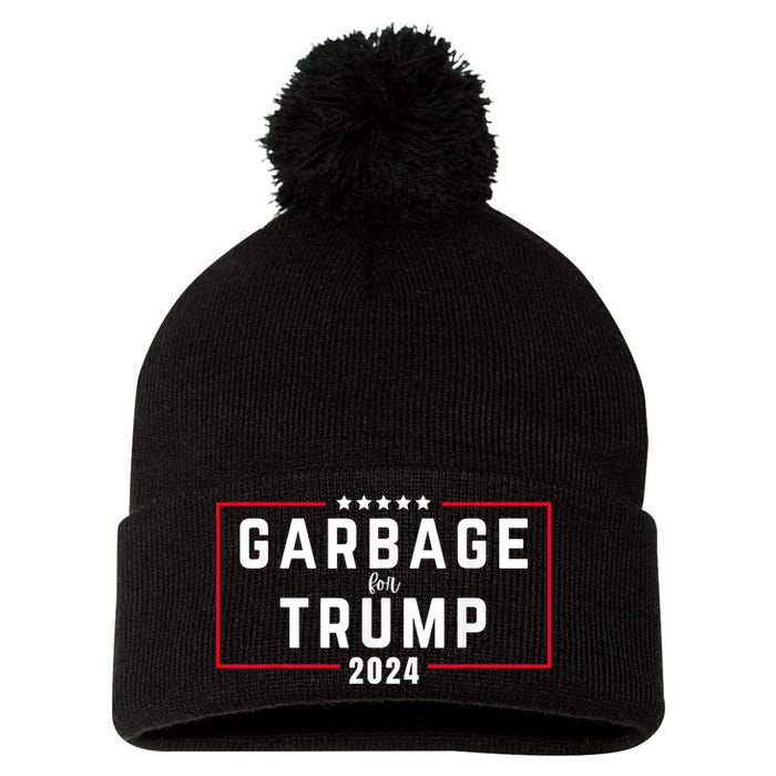 Garbage For Trump 2024 Pom Pom 12in Knit Beanie