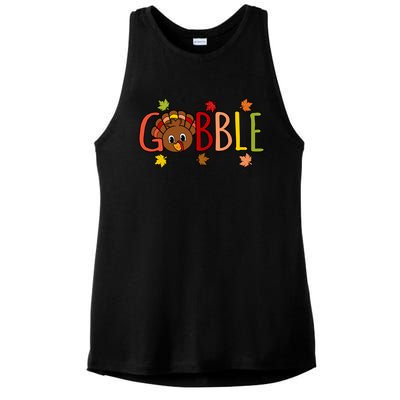 Gobble Funny Turkey Thanksgiving Family Graphic Meaningful Gift Ladies PosiCharge Tri-Blend Wicking Tank