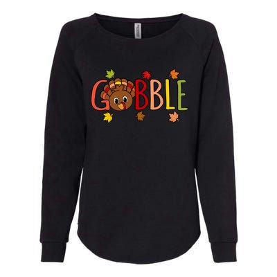 Gobble Funny Turkey Thanksgiving Family Graphic Meaningful Gift Womens California Wash Sweatshirt