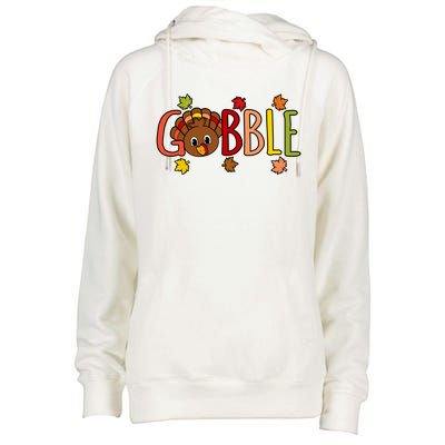 Gobble Funny Turkey Thanksgiving Family Graphic Meaningful Gift Womens Funnel Neck Pullover Hood