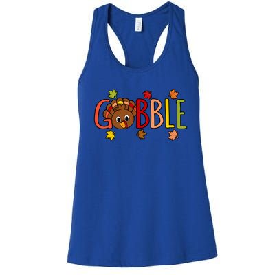 Gobble Funny Turkey Thanksgiving Family Graphic Meaningful Gift Women's Racerback Tank