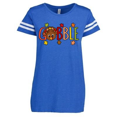 Gobble Funny Turkey Thanksgiving Family Graphic Meaningful Gift Enza Ladies Jersey Football T-Shirt