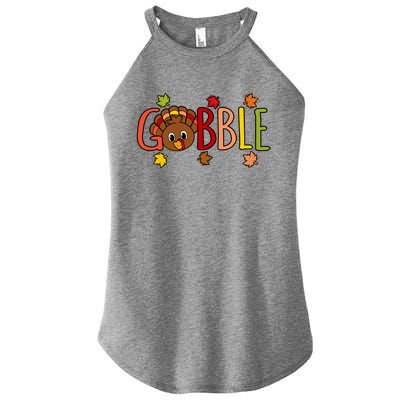 Gobble Funny Turkey Thanksgiving Family Graphic Meaningful Gift Women's Perfect Tri Rocker Tank