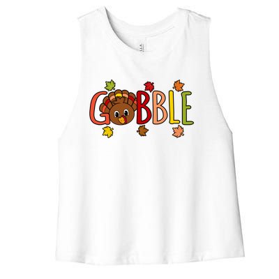 Gobble Funny Turkey Thanksgiving Family Graphic Meaningful Gift Women's Racerback Cropped Tank