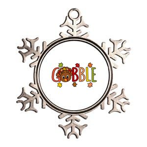 Gobble Funny Turkey Thanksgiving Family Graphic Gift Metallic Star Ornament