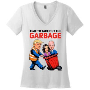 Garbage For Trump 2024 Time To Take Out The Garbage Women's V-Neck T-Shirt