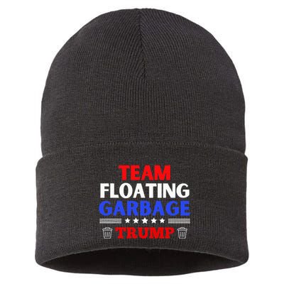 Garbage For Trump Team Floating Garbage Funny Trump Sustainable Knit Beanie