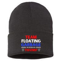 Garbage For Trump Team Floating Garbage Funny Trump Sustainable Knit Beanie