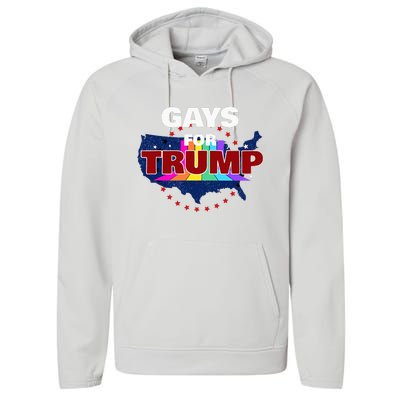 Gays For Trump 2024 Pro Reelect Donald Trump Performance Fleece Hoodie