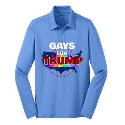 Gays For Trump 2024 Pro Reelect Donald Trump Silk Touch Performance Long Sleeve Polo