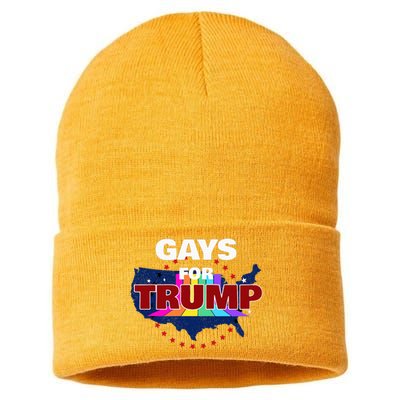 Gays For Trump 2024 Pro Reelect Donald Trump Sustainable Knit Beanie