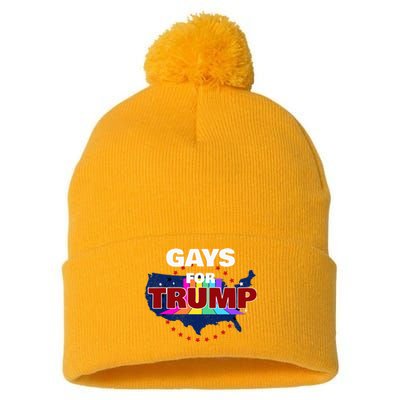 Gays For Trump 2024 Pro Reelect Donald Trump Pom Pom 12in Knit Beanie