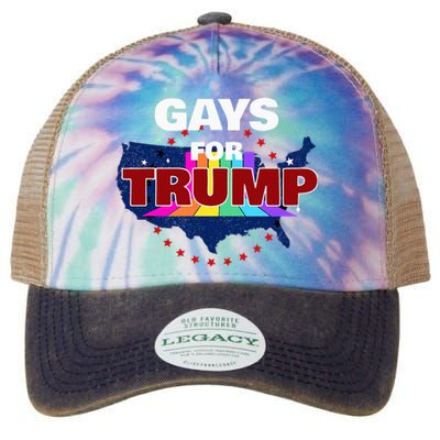 Gays For Trump 2024 Pro Reelect Donald Trump Legacy Tie Dye Trucker Hat