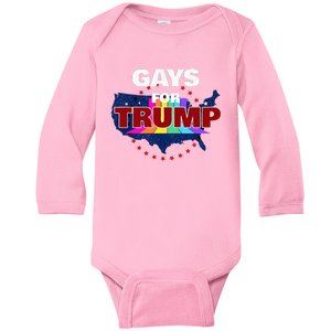 Gays For Trump 2024 Pro Reelect Donald Trump Baby Long Sleeve Bodysuit