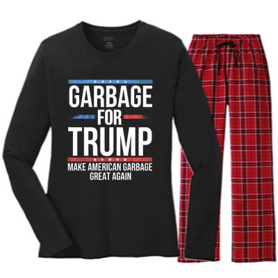 Garbage For Trump Make American Garbage Great Again Women's Long Sleeve Flannel Pajama Set 