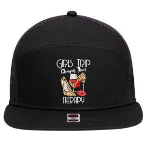 Girls Funny Trip Cheaper Than A Therapy Wine Party Great Gift 7 Panel Mesh Trucker Snapback Hat