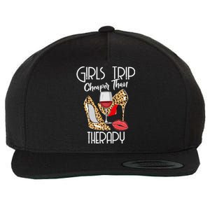 Girls Funny Trip Cheaper Than A Therapy Wine Party Great Gift Wool Snapback Cap