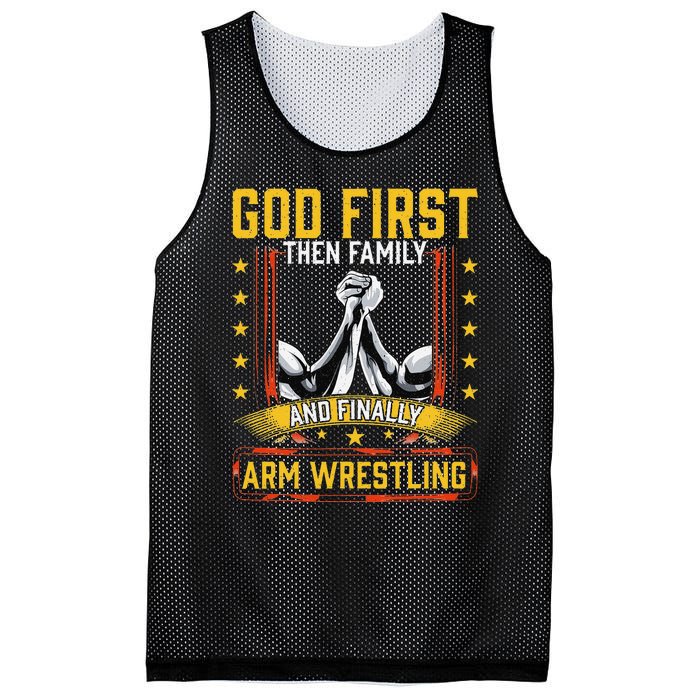 God First Then Family And Finally Arm Wrestling  Arm Muscle  Mesh Reversible Basketball Jersey Tank