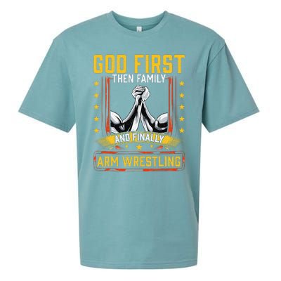 God First Then Family And Finally Arm Wrestling  Arm Muscle  Sueded Cloud Jersey T-Shirt