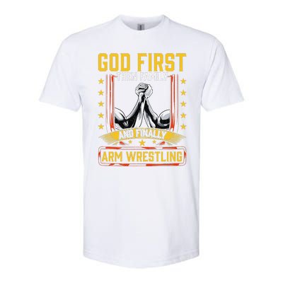 God First Then Family And Finally Arm Wrestling  Arm Muscle  Softstyle CVC T-Shirt