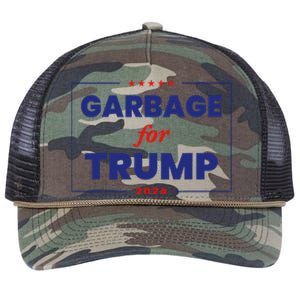 Garbage For Trump 2024 Funny Trump Supporter Gift Retro Rope Trucker Hat Cap