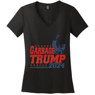 Garbage For Trump 2024 Gift Women's V-Neck T-Shirt