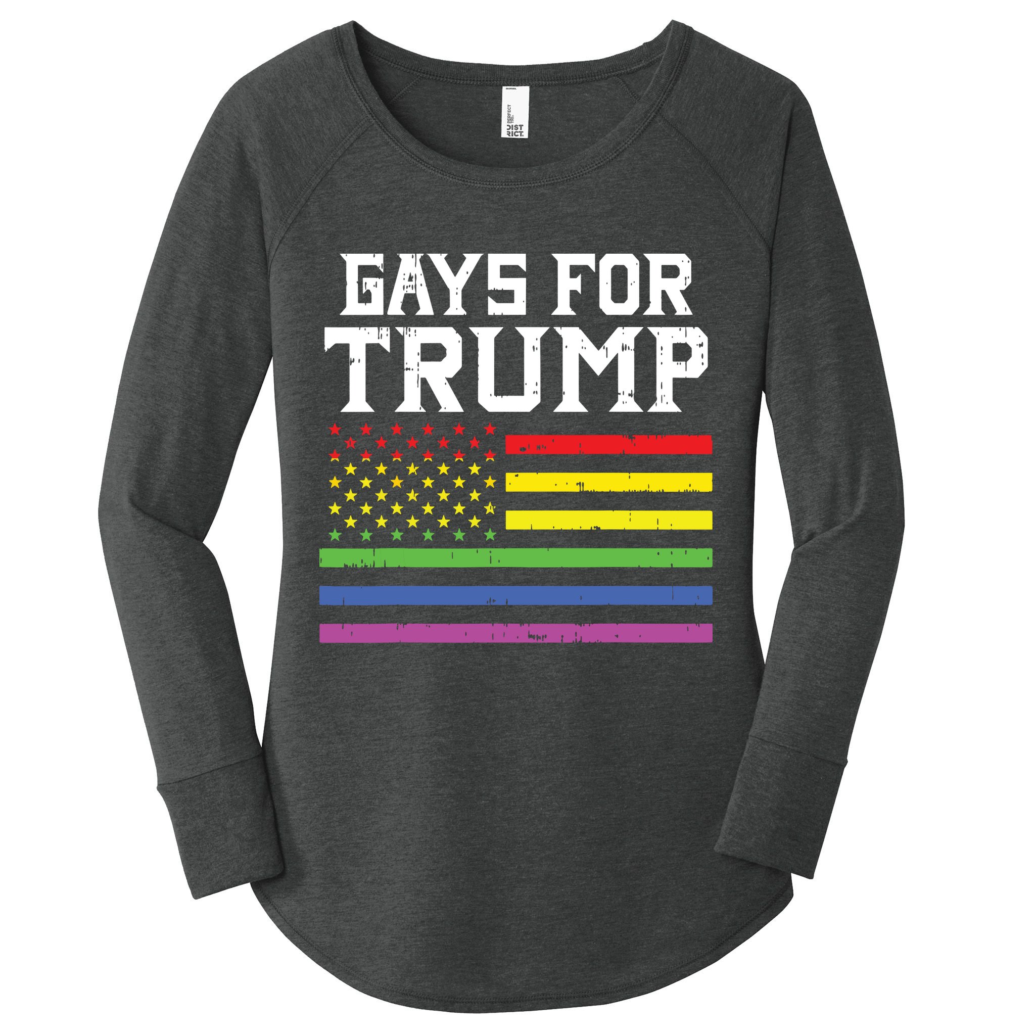 Gays For Trump Usa Flag Pro Reelect Donald 2020 Lgpt Gift Women's Perfect Tri Tunic Long Sleeve Shirt