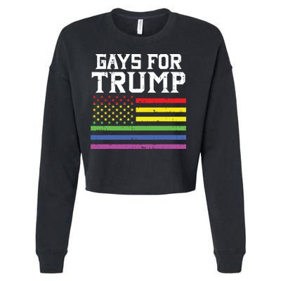 Gays For Trump Usa Flag Pro Reelect Donald 2020 Lgpt Gift Cropped Pullover Crew