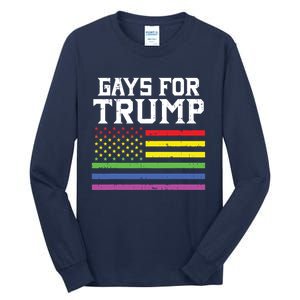 Gays For Trump Usa Flag Pro Reelect Donald 2020 Lgpt Gift Tall Long Sleeve T-Shirt