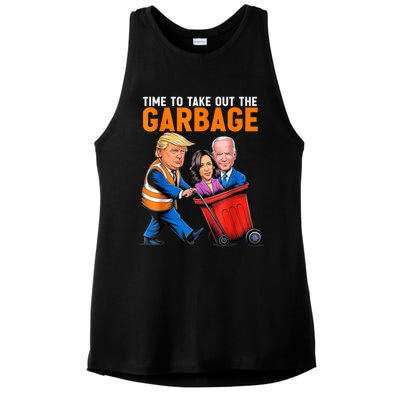 Garbage For Trump 2024 Funny Time To Take Out Garbage Biden Ladies PosiCharge Tri-Blend Wicking Tank