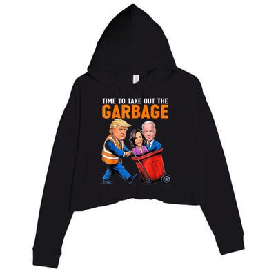 Garbage For Trump 2024 Funny Time To Take Out Garbage Biden Crop Fleece Hoodie