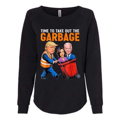 Garbage For Trump 2024 Funny Time To Take Out Garbage Biden Womens California Wash Sweatshirt