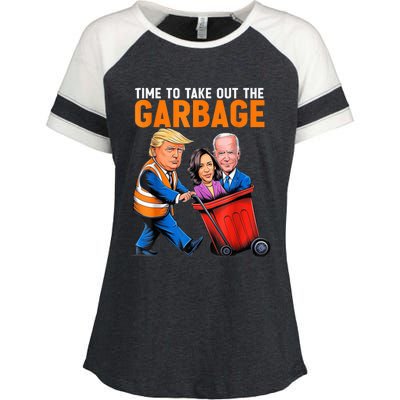 Garbage For Trump 2024 Funny Time To Take Out Garbage Biden Enza Ladies Jersey Colorblock Tee