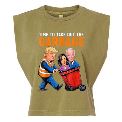 Garbage For Trump 2024 Funny Time To Take Out Garbage Biden Garment-Dyed Women's Muscle Tee