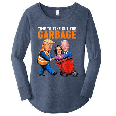 Garbage For Trump 2024 Funny Time To Take Out Garbage Biden Women's Perfect Tri Tunic Long Sleeve Shirt