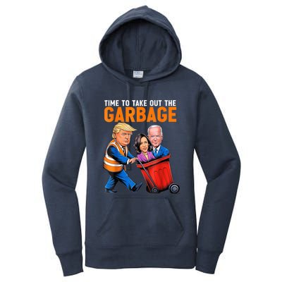 Garbage For Trump 2024 Funny Time To Take Out Garbage Biden Women's Pullover Hoodie